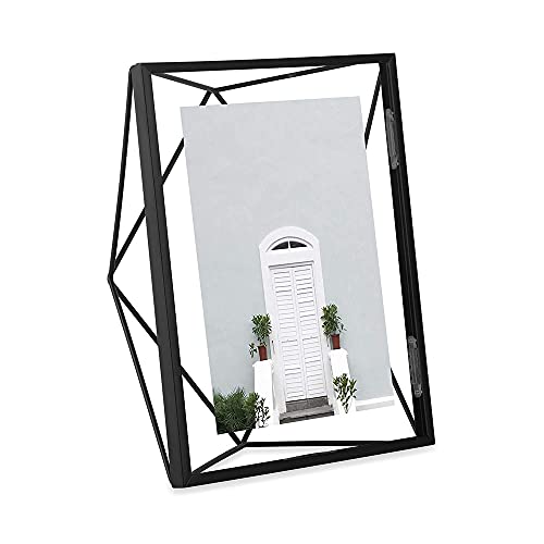 Umbra Prisma Picture Frame, 5x7 Photo Display for Desk or Wall, Black