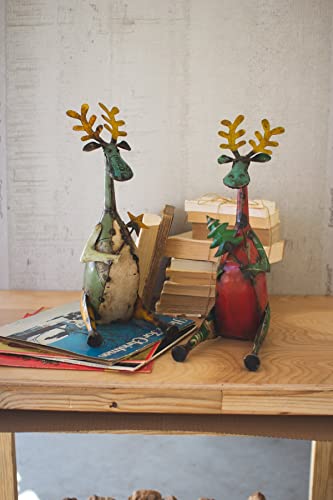 Kalalou Recycled Sitting Iron Moose Set of Two