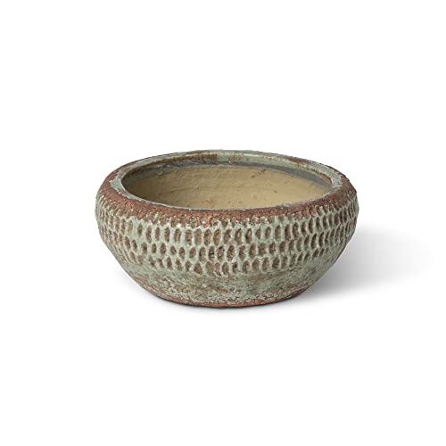 Park Hill Collection Yuma Pattern Low Ceramic Bowl, Small, 8-inch Diameter, For Home, Office, Kitchen, Garden D√©cor Use