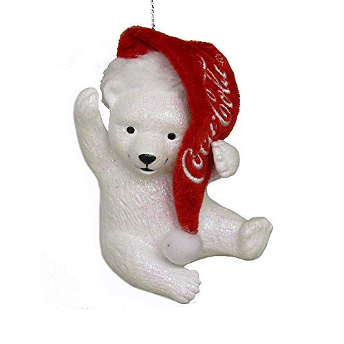 Kurt Adler Coca-Cola Polar Bear Cub with Hat Ornament CC1173