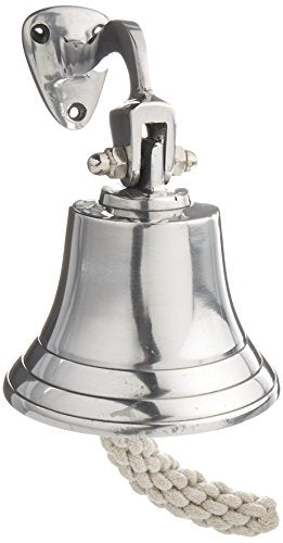 Hampton Iron 3xglass-101 Chrome Hanging Ship&APOSS Bell 6" Nautical Home Decoration, 6 inch