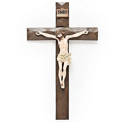 Roman Jesus Driftwood Textured Crucifix 12 Inch Hanging Wall Cross