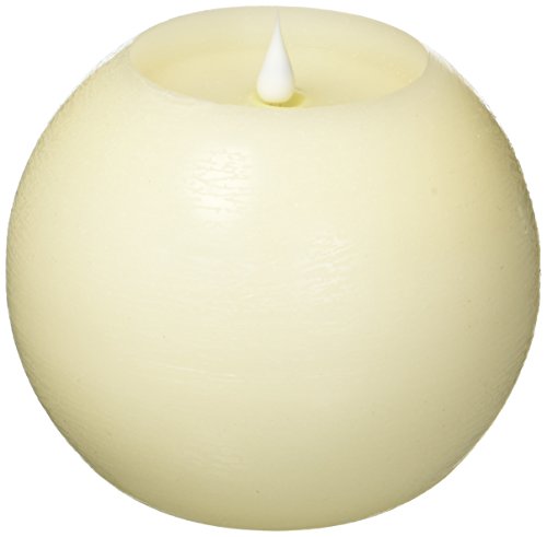 Melrose Simplux LED Flameless Candle Round 6 x 6 Inch Tall With Moving Flame Ivory Battery Operated