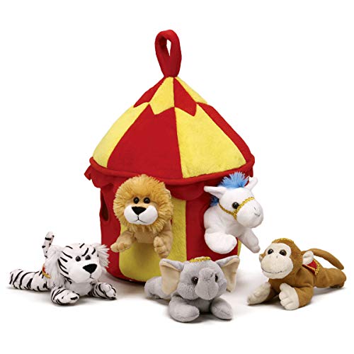 Unipak Plush Circus Animal House with Animals - Five (5) Stuffed Circus Animals ( Horse, Monkey, Elephant, Lion, Tiger) in Play Circus Tent House