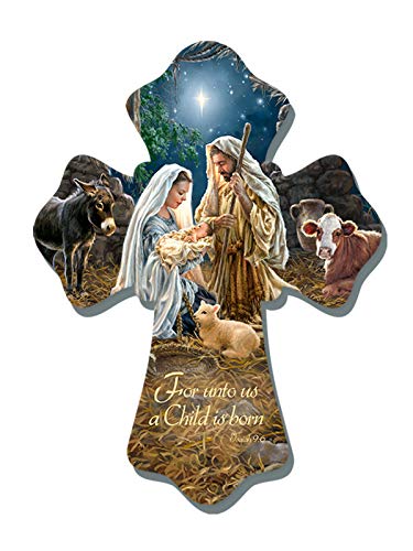 GELSINGER DBA Glow Decor Wall Cross-Nativity/A Child is Born (6" x 8")