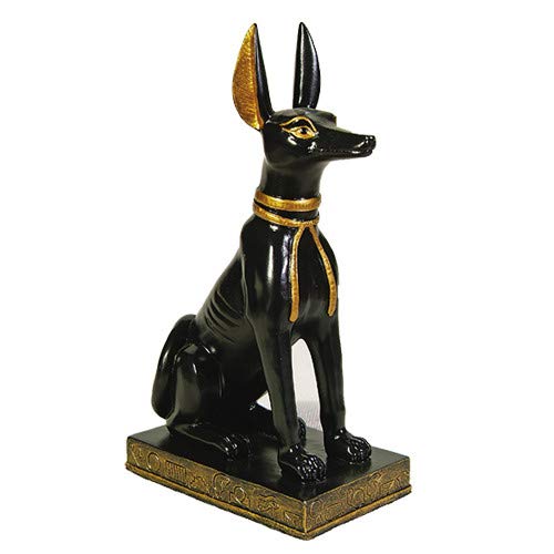 Pacific Trading Giftware PTC Gold and Black Color Egyptian Anubis Dog Sitting Figurine Statue