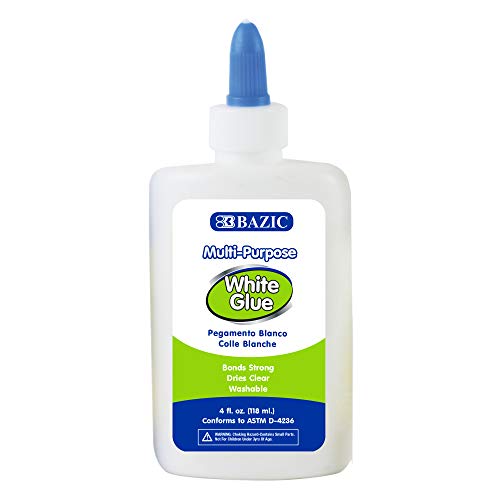 BAZIC White Glue 4 Oz. (118 mL), All Purpose Adhesive Bond Photo DIY Craft Slime Making, for Office School Home Art Projects, 1-Pack