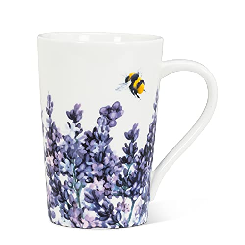Abbott Collection  27-Provence Lavender Tall Mug, White/Purple
