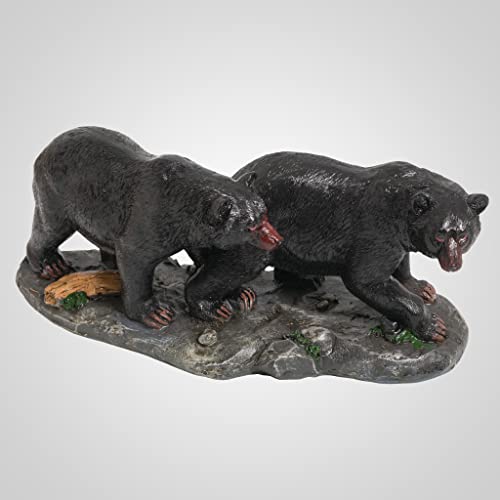 Lipco Poly Stone Bear Pair Walking Figurine, 9-inch Length, Tabletop Decoration