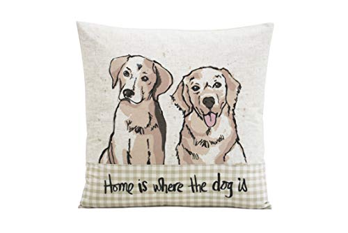 Comfy Hour Doggyland Collection Square 14inch Home is Where The Dog is Sofa Throw Pillow, Polyester