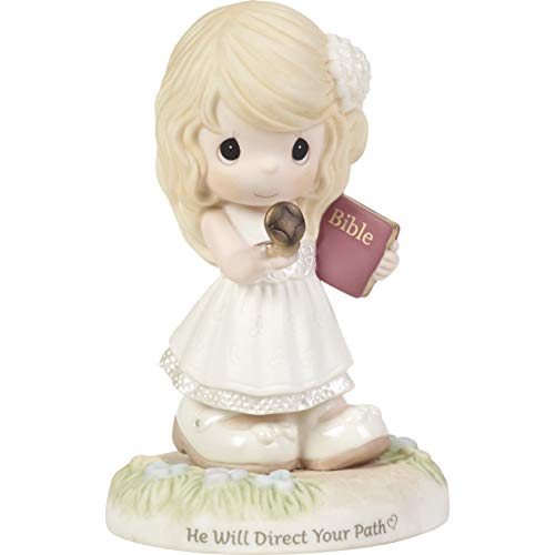 Precious Moments Confirmation Girl Holding Compass 192002 He Will Direct Your Path Bisque Porcelain Figurine, Multi