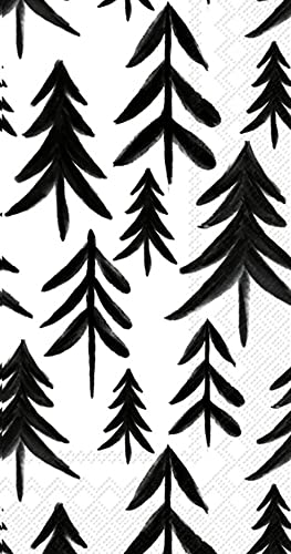 Boston International IHR 3-Ply Guest Towel Buffet Winter Holiday Christmas Paper Napkins, 16-Count, Trees Pattern