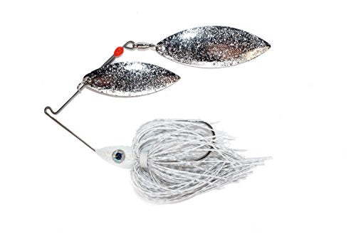 Nichols Lures Pulsator Metal Flake Double Willow Spinnerbait, White/Silver, 3/4-Ounce