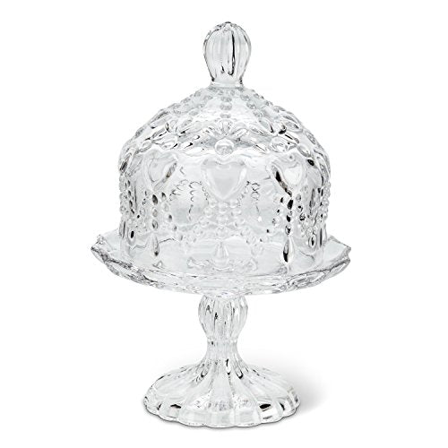 Abbott Collection  27-Cherish Pedestal Plate w/Hearts, 6.5 inches H, Clear