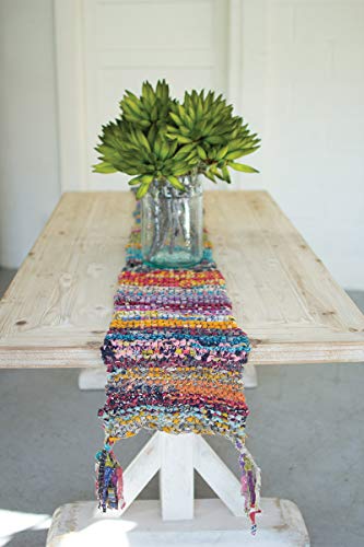 Kalalou NRV1162 Knitted Kantha Runner W/Tassels, See Image