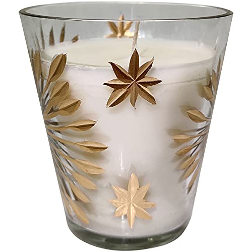 A&B Home Starburst Pattern Tapered Soy Wax Candle - 3" Dia. x 3.5" - Gold Cut Glass