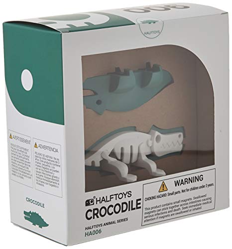 HALFTOYS Complete Animal Playset with Magnets, Skeleton Puzzle and Dioramas. Teacher Approved! Half-Animal (Crocodile)