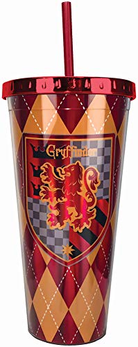Spoontiques 21609 Gryffindor Foil Cup w/Straw, 20 ounces, Red