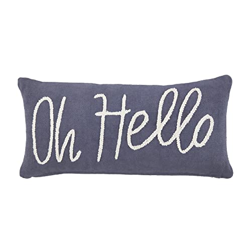 Mud Pie Lumbar Dhurrie Pillow, 12" x 25", Hello 85 Count