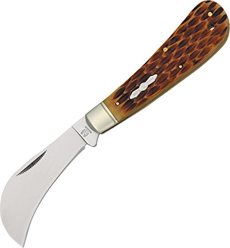 Blue Ridge Knives Rough Ryder Hawkbill Amber Bone