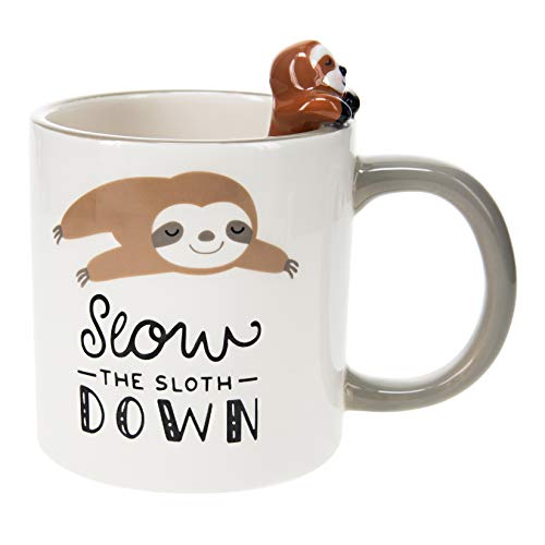 Pavilion Gift Company 45633 Slow Sloth Gray 17oz Dolomite Coffee Cup Mug