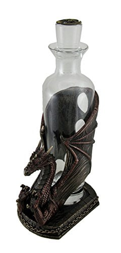 Unicorn Studio Dragon's Firewater Decorative Glass Spirit Decanter In Medieval Dragon Basket