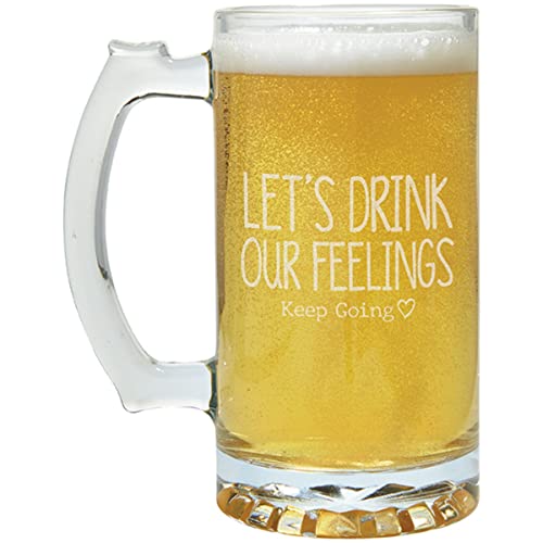 Carson Home 24900 Keep Going Collection Drink Our Feelings Beer Mug, 26.5 oz