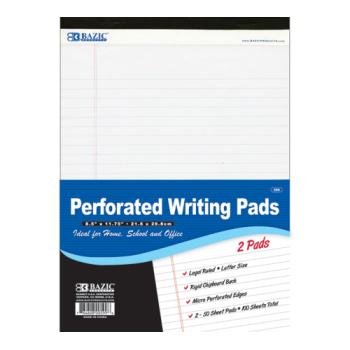 BAZIC Legal Pad, 8.5 x 11.75 Inch, White, (50 Count) 2 Per Pack