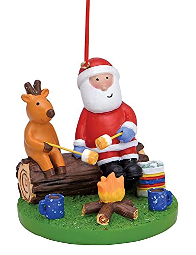 Cape Shore Christmas Resin Ornament, Santa and Reindeer by Fire, Holiday Tree Decoration, Home Collection