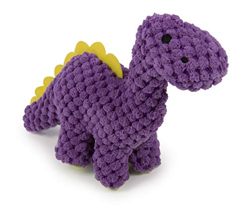 Worldwise goDog Dinos Checkers Bruto with Chew Guard Technology Plush Dog Toy, Mini, Purple