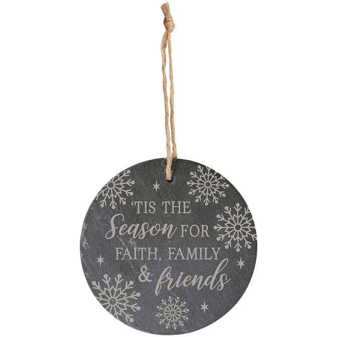 Carson Home Accents Faith Family Friends Slate Hanging Ornament, 4-inch Diameter