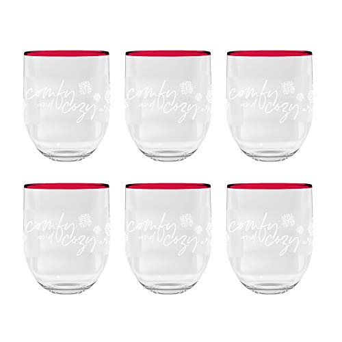 TarHong Holiday Cozy Stemless Glass, 15 oz, Melamine, Set of 6