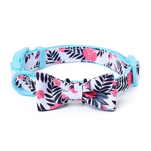 Mile High Life | Spring Floral Collection | Soft Poly Cotton Fabric | Girl Dog Collars | Bowtie Collar (Peony, X-Small 9&
