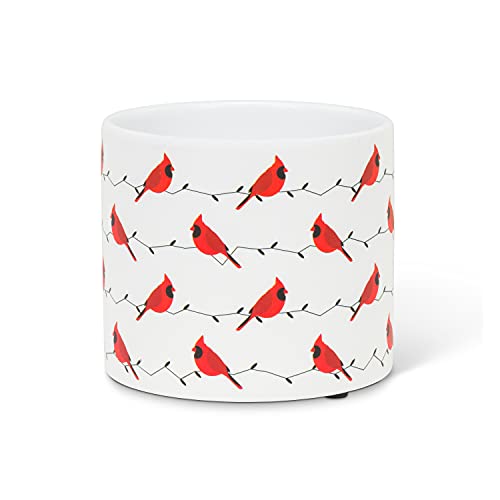 Abbott Collection  27-PL-ABX-20-SM Small Allover Cardinal Planter, White/Red