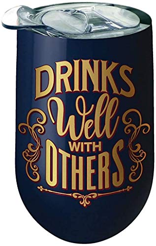 Spoontiques 16940 Drinks Well With Others Stainless Wine Tumbler, Navy