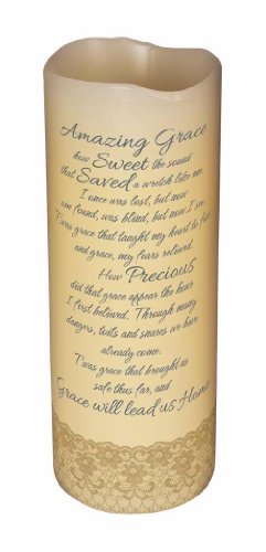 Carson Home Accents 10403 Candle Flameless Amazing Grace with Timer Vanilla8 in.