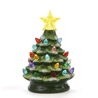 Kurt Adler 5.5" B/O GREEN LED TREE W/WHT GLITTER ORNAMENT