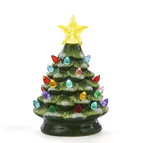 Kurt Adler 5.5" B/O GREEN LED TREE W/WHT GLITTER ORNAMENT