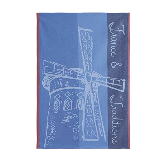 Coucke French Cotton Jacquard Towel, Moulin Rouge, Blue, 20-Inches by 30-Inches, 100% Cotton