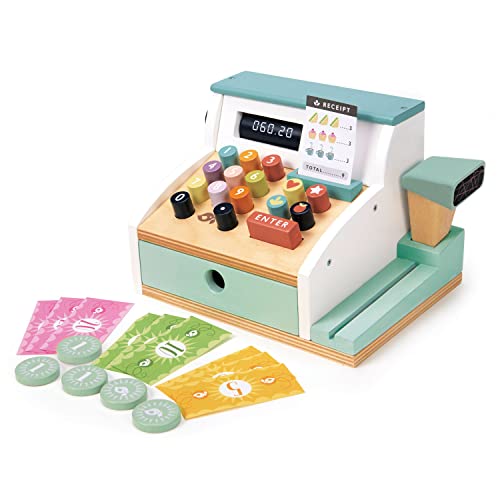 Tender Leaf Toys - Comprehensive Wooden Shop Till Play Set with Scanner for Age 3+