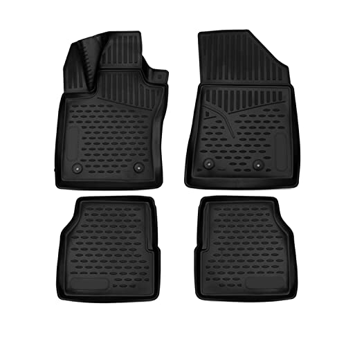 OMAC USA Floor Mats Fits Jeep Compass 2017-2023 Black/Front & 2nd Row Seat Liner Set / 3D All Weather Complete Set Custom Liner/Protected Odorless Performance Heavy Duty