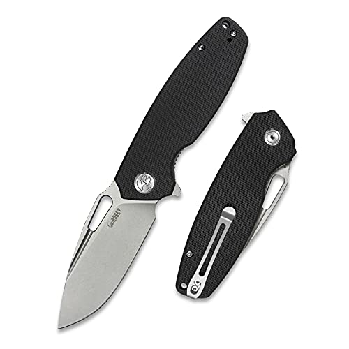 Kubey KU322 8.15" Folding Pocket Knife, Outdoor Survival Knife 3.39" D2 Drop Point Dependable Blade Knife with G10 Handle, Secure Reversible Clip for Camping Hunting Hiking Carry (Black)