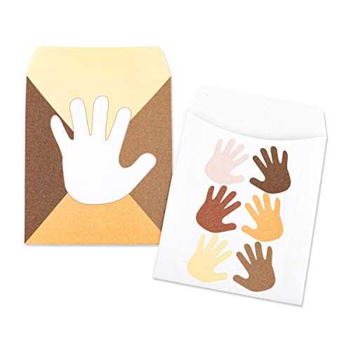 Hygloss Products, Inc Library Multicultural Hands Picture Pocket Envelopes-Multi-Color-3.5 x 4.625 Inches-24 Pack