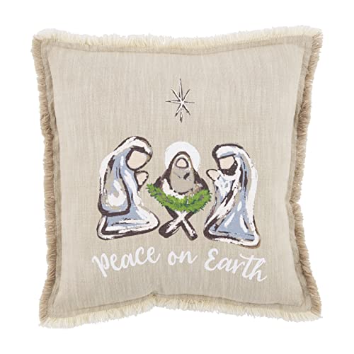 Mud Pie Nativity Scene Pillow, 18" x 18", Cream 131 Count