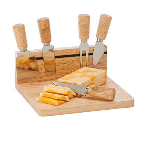 Creative Gifts 015846 Magnetic Strip Cutting Board with 5 Tools, Rubberwood