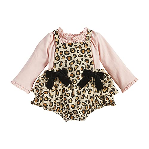 Mud Pie Leopard Pinafore Set, 3-6 Months