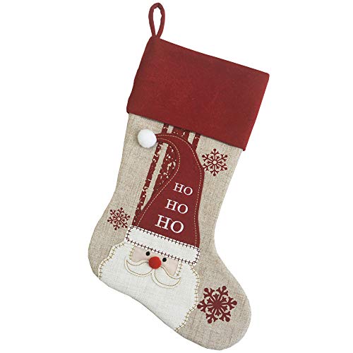 Comfy Hour Winter Holiday Home Collection 18"x11" Santa Claus Snowflakes Stocking Christmas Decoration, Polyester