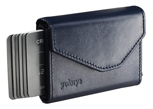 pularys Mini Wallet RAVEN - Multifunckion Credit Card Case - Italian Leather - RFID blocking - Size: 6.5 x 10 x 2.5 cm - Space for up to 7 Cards - Classic Design