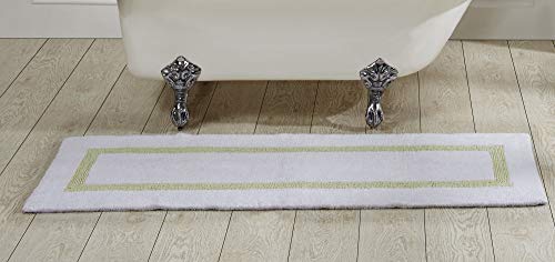 Better Trends Hotel Collection is Super Absorbent Reversible Double Sided Thick Bath Mat Rug Machine Washable 100% Cotton in Race Track Pattern, 20" x 60" Rectangle, White & Sage