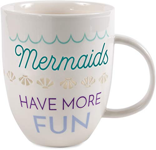 Pavilion Gift Company Pavilion-Mermaids Have More Fun-24 oz Large Thin Porcelain Coffee Cup Ep Mug, 24 oz, Purple